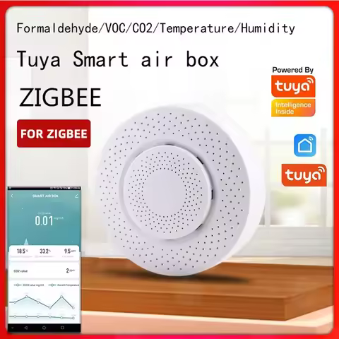 Tuya Zigbee/WiFi Air Quality Sensor Smart Air Box CO2 Meter Formaldehyde VOC Temperature Humidity Se