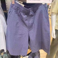 กางเกงยีนส์ Uniqlo สำหรับผู้ชาย ผู้หญิง กางเกงขาสั้นผ้ายืด ลาย Somcore ลำลอง 467233 Uniqlo