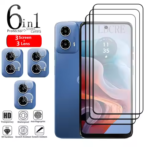 6-in-1 For Motorola Moto G34 Glass For Moto G34 G 34 Tempered Glass Film Full Gover 9H Screen Protec