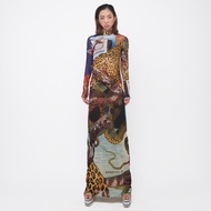 Mesh Turtle Neck Long Sleeve evening length Dress in Leopard Print เดรสตัวยาวซีทรู พิมพ์ลายเสือดาว แ