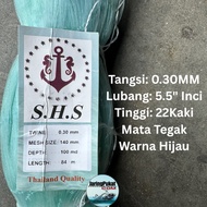 HIJAU MATA 030MM X 140MM(5.5" Inch Hole) X 100MD(22 Feet) X 84Meter Fishing Net Upright Eye/ Empty F
