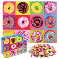 LELEMON Puzzles for Kids Ages 4-8,Donut Puzzle 100 Piece Puzzles for Kids in a Metal Box, Educationa