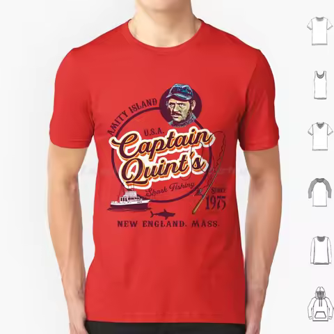 Captain Quint's Shark Fishing Charter ( Universal ? Ucs Llc ) T Shirt 6xl Cotton Cool Tee Jaws Shark