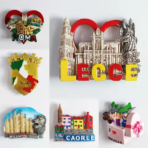 Italy Travelling Souvenirs Sicilia Fridge Magnets Lecce Perugia Duomo di Milano Ostuni Vieste Fridge