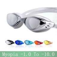 Myopia Swimming Glasses Men Women -1.0~-10 Waterproof Anti-Fog Arena Prescription Swim Eyewear Water Silicone  Diving Goggles