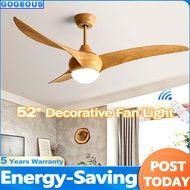 52" Kipas Lampu Siling Moden Nordic Kipas Angin Siling Kawalan Jauh Kipas Syiling Lampu Kipas Siling