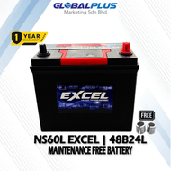 EXCEL NS60L MAINTENANCE FREE BATTERY 48B24L/50B24L/55B24L (Bateri Kering) Suitable for PROTON Saga W