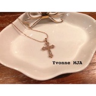 Yvonne MJA珠寶首飾品*玫瑰金水晶復古可愛十字架短項鍊耶穌基督聖母瑪麗亞的粉絲最愛抗過敏現貨