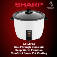 SHARP 1.8L Rice Cooker KS-H188G-WH Keep Warm Function With Steam Tray Coated Non Stick Pot Nasi Peri