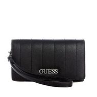 【W小舖】GUESS 黑色 絎縫皮革 翻蓋中夾 皮夾 錢包~G18805 全新正品現貨在台