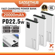 3C PowerBank 20000mAh 22.5W PD QC Fast Charging Power Bank USB Type-C Digital Display Portable 6-Yea
