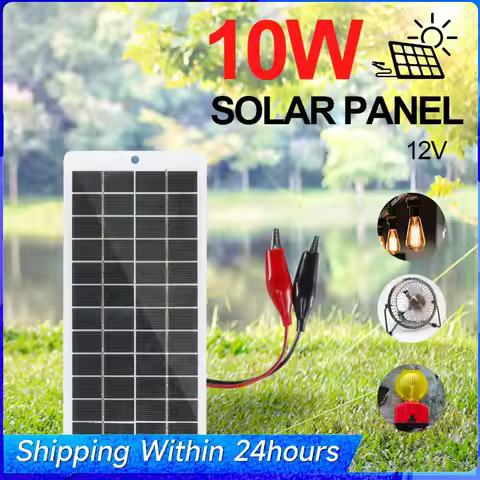 10W Solar Battery Charger with Carabiner 12V Solar Power Bank Polysilicon Solar Power Charger Portab