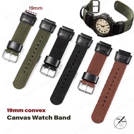 19mm Convex Canvas Watch Strap for Casio Forester FT-500WC-3B/5B/1B Replacement Nylon Leather Watch 