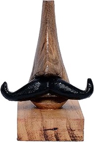 Hand-Crafted Real Wooden Nose Shaped Spectacle Specs Eyeglass Holder Stand with Mustache