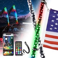 Yiswhis Seamless Spiral Wrapped 2PCS 2FT(0.6M) Lighted Whips with Dacning/Chasing and Can Controlled