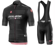 2020 Giro d'italy maglia Nera ชุดเสื้อปั่นจักรยานและเอี๊ยมขาสั้นสีชมพู/ขาว/ดำ