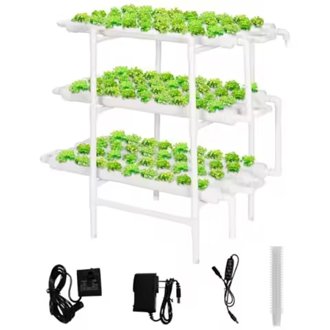 Upgraded Hydroponics Growing System for 108 Plant Sites 3 Layers with 12 Food-Grade PVC-U Pipes Incl