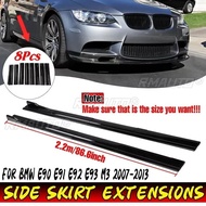 High Quality 2.2m Side Skirts Extension Rocker Splitters Diffuser Winglet Wings For BMW E90 E91 E92 