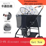 Dog Stroller Cat Teddy Trolley out Small and Medium-Sized Aluminum Alloy Pet Stroller Lightweight Detachable Cage Foldin