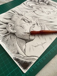 手繪畫 鋼筆 臨慕 生日卡 鞋 設計 創作 原畫 原稿紙 110g B5 鉛筆 marker 廣告彩 水彩 顏色 龍珠 動漫 角色人物 比達 VS 超二 悟空 杜拉格斯 斯路 超級撒亞人 業餘 非 一