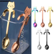 SUNSHINE 1/4pcs Mini Cat Coffee Spoon, Tableware Stainless Steel Stainless Steel Teaspoon,  Cute Des