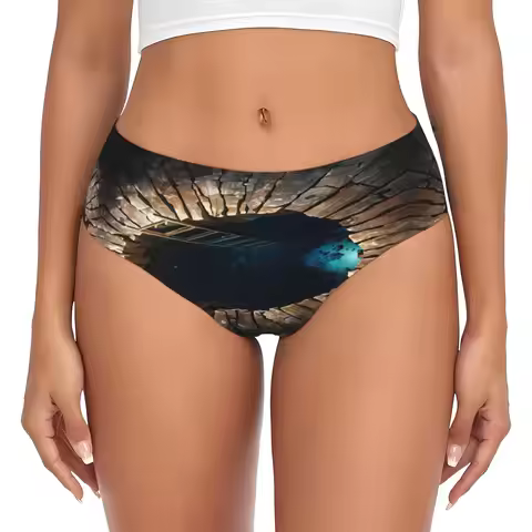 Womens 3D Deep Hole Illusion with Lader Panties Stretch Briefs Underwear