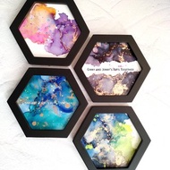 新款酒精畫專用紙 / 酒精墨水藝術 / 六邊形 - 可擦拭乾淨