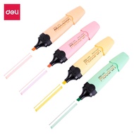 Deli multi-colored luminous pastel highlighter pen, convenient for office students, quick-drying EU3
