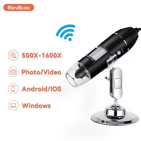 RIEVBCAU USB Digital Microscope 500X 1000X 1600X Professional Electronic Microscope With 8 LED Endos