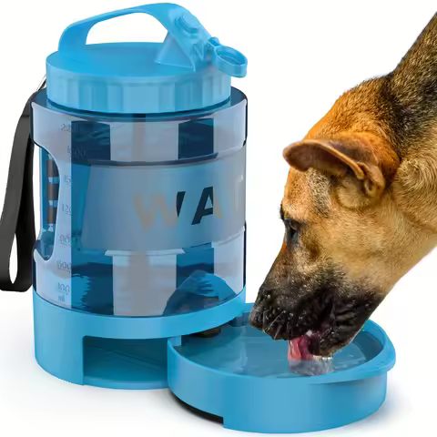 74oz Dog Water Bottle with Bowl - Portable Dispenser for Camping, Hiking & Park Playtime. Ideal for 