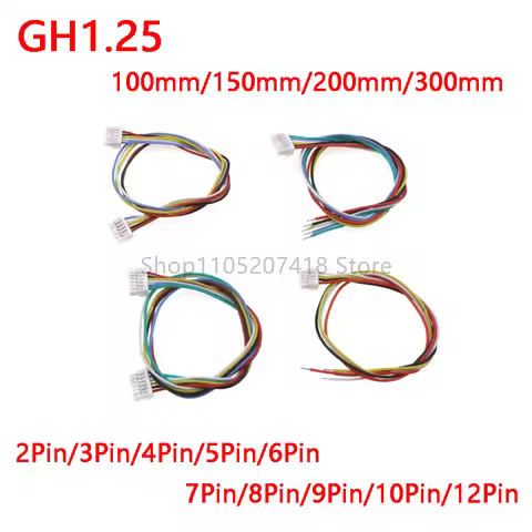 10Pcs GH1.25 2P/3P/4P/5P/6 Pin JST GH Series 1.25MM Connector With Wire 10CM/20CM/30CM 1007 28 AWG