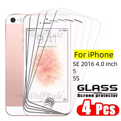 4Pcs For iPhone 5 Glass Apple iPhone 5 5S SE 2016 Tempered Glass Protective 9H Transparent Protectiv