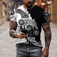 3D Printed Summer T-shirt Fenrir Viking Symbol Tattoo Men Casual Short Sleeve Tee Shirts Unisex Stre