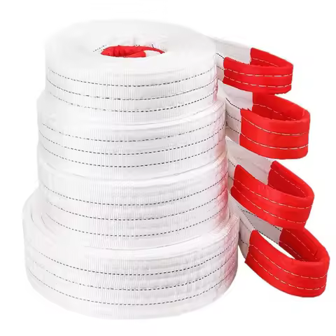 1Tx3M 2Tx1M Industrial Lifting Belt Wear Resistant White Flat Lifting Belt Trailer Lifting Sling Cra