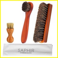 ▼ ☇◑ ☫ 4Pcs Set Horse Hair Shoe Brush Wooden Long Handle Shoe Cleaning Brush Shoe Shine Brush