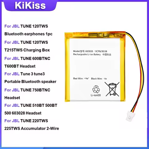 Battery For JBL TUNE 120TWS Bluetooth earphones 1pc T215TWS Charging Box 600BTNC Tune 3 TUNE 750BTNC