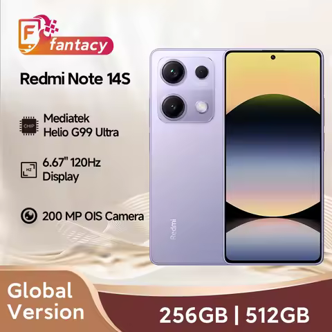Global Version Xiaomi Redmi Note 14S Smartphone MTK Helio G99 200MP Camera 120Hz 6.67" AMOLED Displa