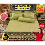 Cadar KAWIN Bilik Pengantin  Ropol COTTON 7IN1 FULL QUEEN SET Cotton Lace Cadar Ropol Set Cadar Skir