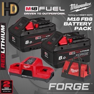 Milwaukee M18 8.0AH Forge Redlithium Battery / Milwaukee M18 FB6 8.0AH High Output Battery / 2 Year 