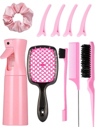 1pc/10pcs Hollow Square Massaging Hair Comb Set Including: 1pc 200ml Continuous Spray Bottle, 3pcs S
