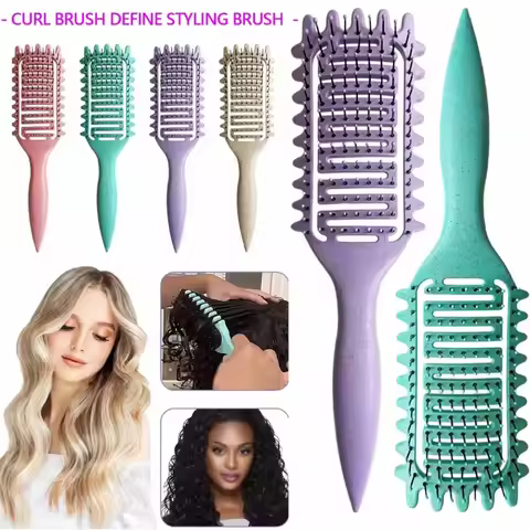 Curl Define Styling Brush Hollow Boar Bristle Detangling Hair Brush Tangled Hair Comb Shaping Defini