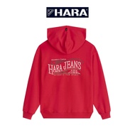 [ส่งฟรี] Hara ฮาร่า ของแท้ เสื้อกันหนาวแขนยาว มีซิป สีแดง  สกรีนลายด้านหลัง Cotton 100% คุณภาพดี รุ่