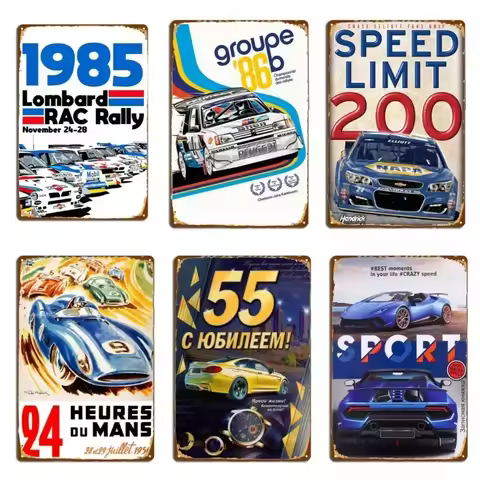 Racing Car 1985 Race Rally Metal Tin Sign Vintage Auto Poster Decorative Wall Plaque Iron Plate Pain