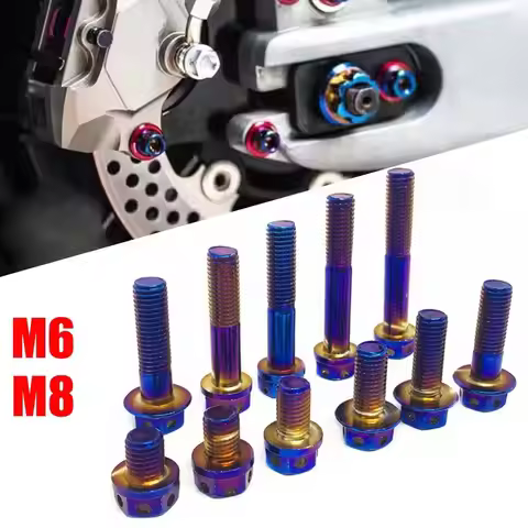 M6 M8 Titanium Bolt 10/15/20/25/30/35/40/45/50/60 Blue Titanium Flange With Drilled Holes Titanium S