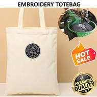 EMBROIDERY SULAM ESPORT CIRCLE LOGO TOTE BAG CANVAS BEIGE