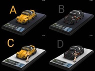 Time Micro TM 1:64合金模型！RWB Beetle Targa 甲蟲概念改裝版，首批2色預售中。Yellow黄色 / Black黑色。精装版含人偶+白色仿皮質平台。约11月中出廠發貨，