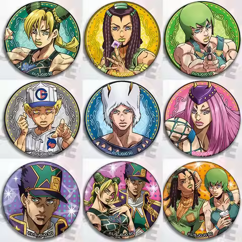 JOJO Bizarre Adventure Stone Ocean Anime Badge Pin Jotaro Kujo Jolyne Cujoh Enrico Pucci Manga Merch