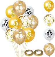 Balloon 55th Birthday Man Women Decoration 32 Pieces Gold White Balloons 55th Birthday Decoration Ha