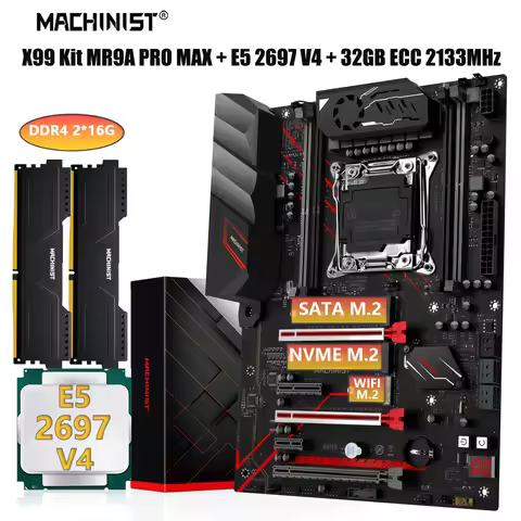 MACHINIST X99 kit Motherboard MR9A PRO AMX Set Intel Xeon E5 2697 V4 CPU with Fourchannel DDR4 2x16g
