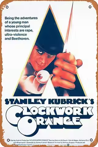 Metal Tin Sign - A Clockwork Orange, Malcolm Mcdowell, 1971 Poster Plaque Cafe, Bar, Home Wall Decor